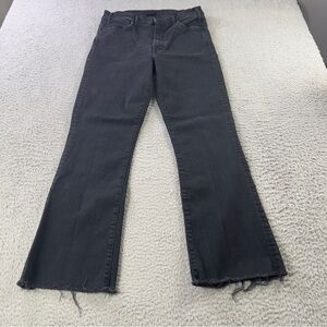 Mother The Hustler Ankle Fray Jeans Womens 29 Black Not Guilty Stretch Flare